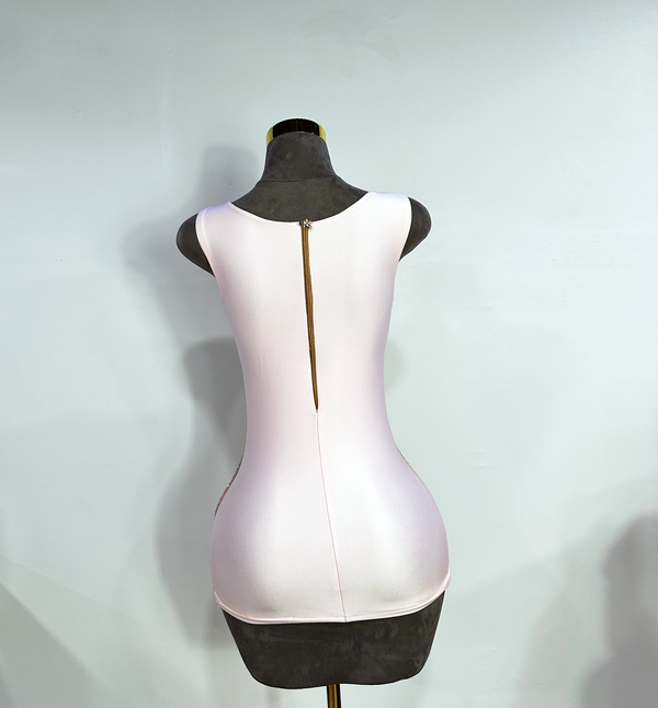 back view of luxury pink dress by Bellz Couture