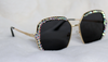 Sugar BB Crystal Sunnies - AB crystal rimmed sunglasses in black on white fur by bellz couture