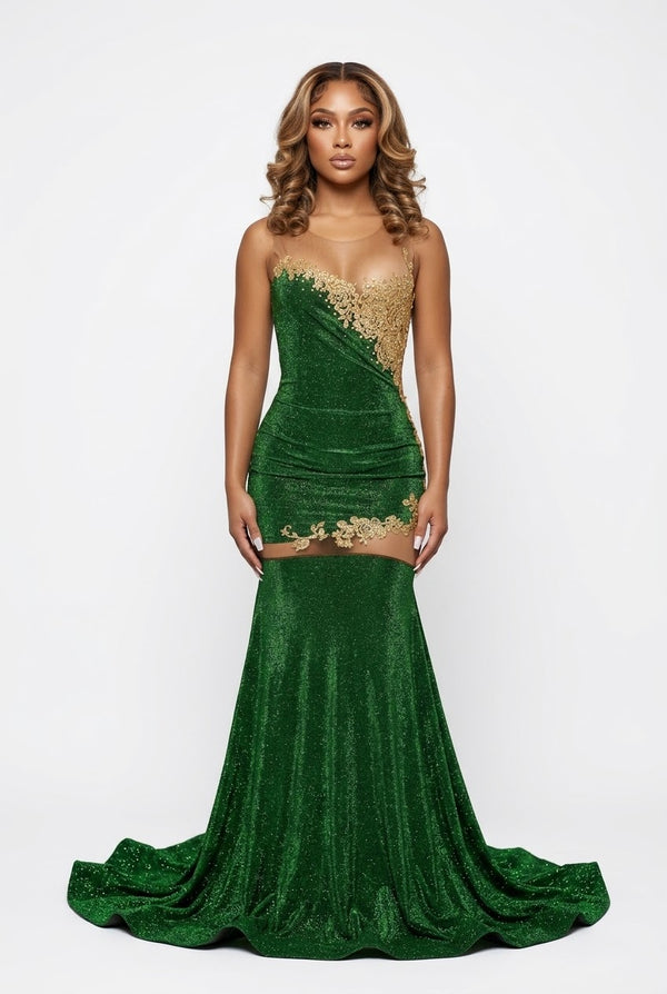 Ivy Emerald Glitter Gown