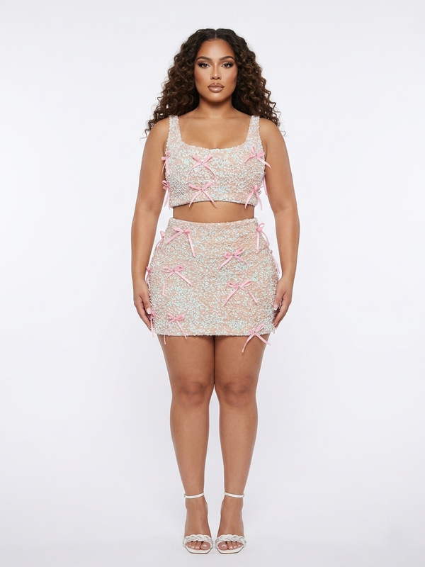 Rich Auntie Too 2 Piece Set | Rhinestone Tank & Mini Skirt